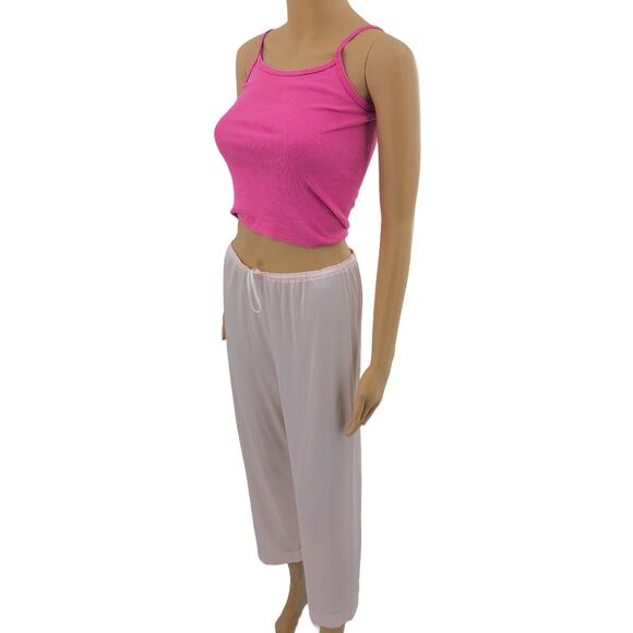 Sears SMALL American USA VINTAGE 80’s Sheer Pink Straight Leg Pajama Pants - Picture 1 of 5